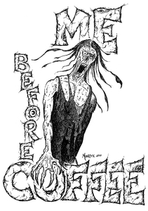 Fantasy Zombie Coffee Drawing Black and White Pen and Ink David Monette Artist