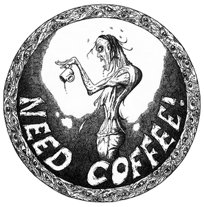 Fantasy Zombie Coffee Drawing Black and White Pen and Ink David Monette Artist